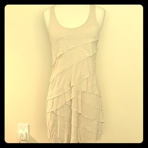 NWT New York & Co Beige Ruffle T-Shirt Dress